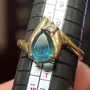 Vintage Park Lane Sapphire Blue Gold Art Deco Classic Ring